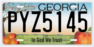 GA license plate PYZ5145