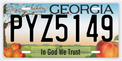 GA license plate PYZ5149