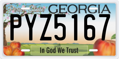 GA license plate PYZ5167