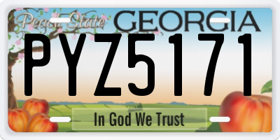 GA license plate PYZ5171