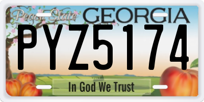 GA license plate PYZ5174