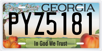 GA license plate PYZ5181