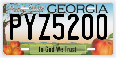 GA license plate PYZ5200