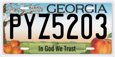 GA license plate PYZ5203