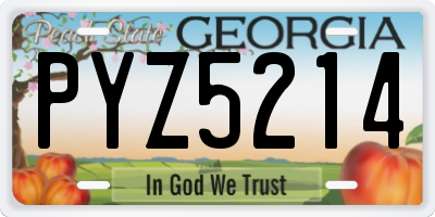 GA license plate PYZ5214