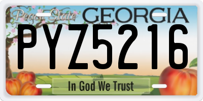 GA license plate PYZ5216