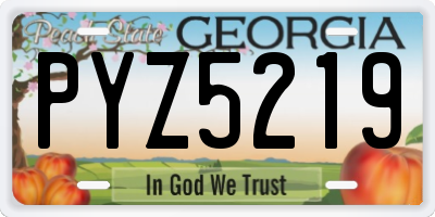 GA license plate PYZ5219