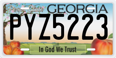 GA license plate PYZ5223