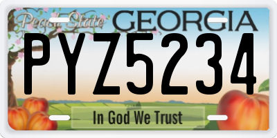 GA license plate PYZ5234