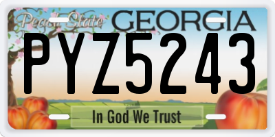 GA license plate PYZ5243