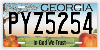 GA license plate PYZ5254