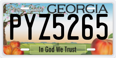 GA license plate PYZ5265