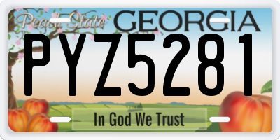 GA license plate PYZ5281