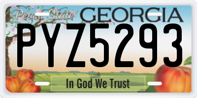 GA license plate PYZ5293