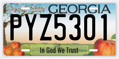 GA license plate PYZ5301