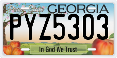 GA license plate PYZ5303