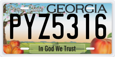 GA license plate PYZ5316