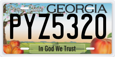 GA license plate PYZ5320