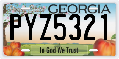 GA license plate PYZ5321