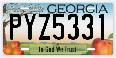 GA license plate PYZ5331