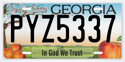 GA license plate PYZ5337