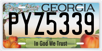GA license plate PYZ5339