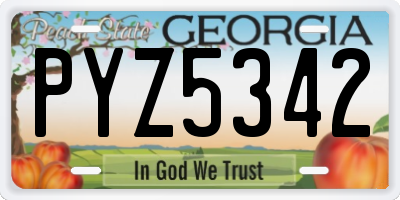 GA license plate PYZ5342