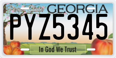 GA license plate PYZ5345