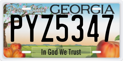 GA license plate PYZ5347