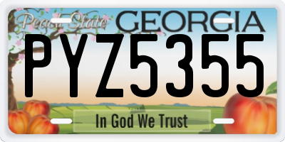 GA license plate PYZ5355