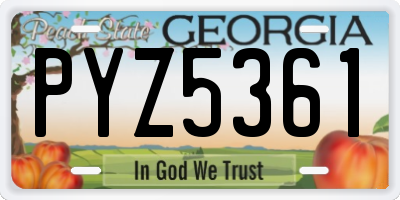 GA license plate PYZ5361
