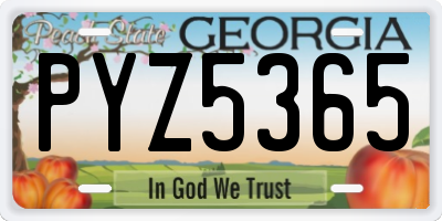 GA license plate PYZ5365