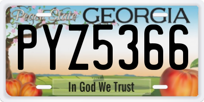 GA license plate PYZ5366