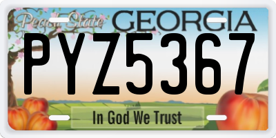 GA license plate PYZ5367