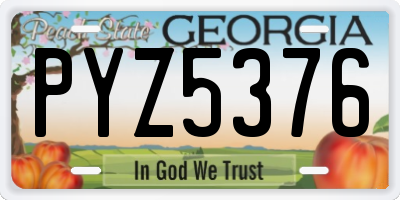 GA license plate PYZ5376