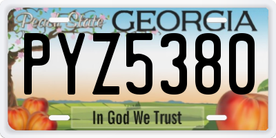 GA license plate PYZ5380
