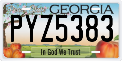 GA license plate PYZ5383