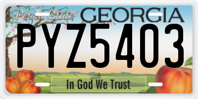 GA license plate PYZ5403
