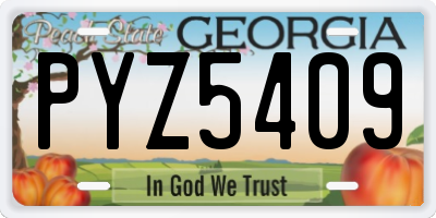 GA license plate PYZ5409
