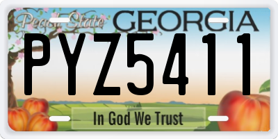GA license plate PYZ5411