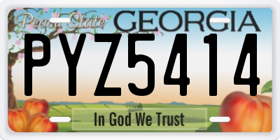 GA license plate PYZ5414