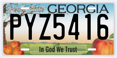 GA license plate PYZ5416