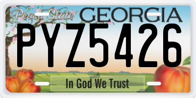 GA license plate PYZ5426