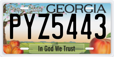 GA license plate PYZ5443