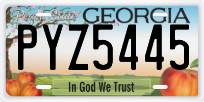 GA license plate PYZ5445