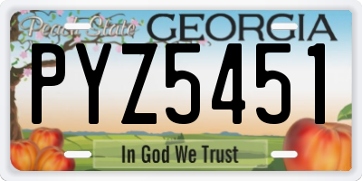 GA license plate PYZ5451
