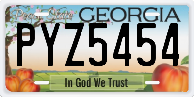 GA license plate PYZ5454
