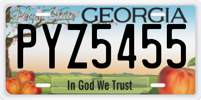 GA license plate PYZ5455