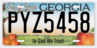 GA license plate PYZ5458