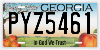 GA license plate PYZ5461